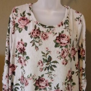 Terra & Sky Floral Blouse 0X (14W)